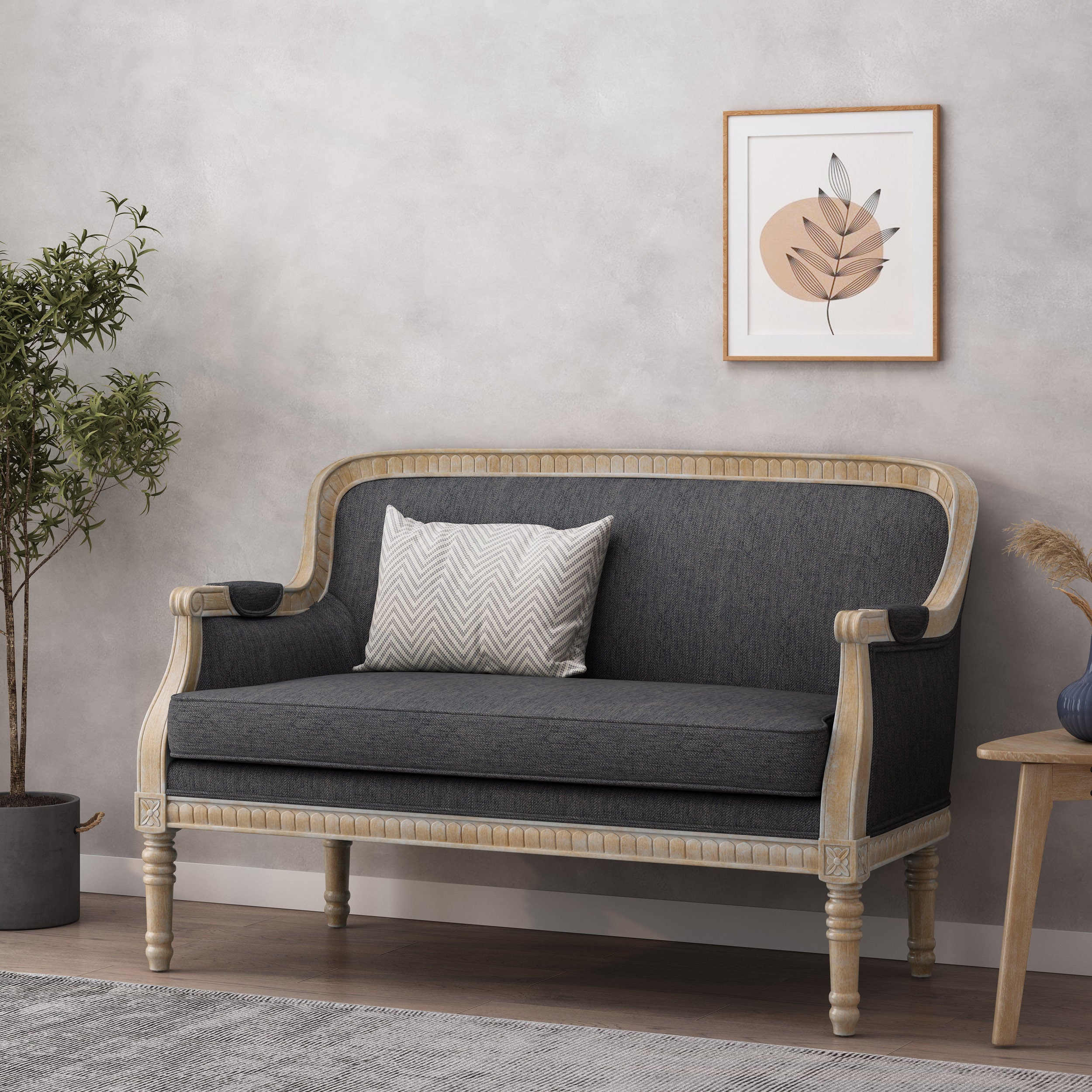 Alton French Country Fabric Upholstered Loveseat