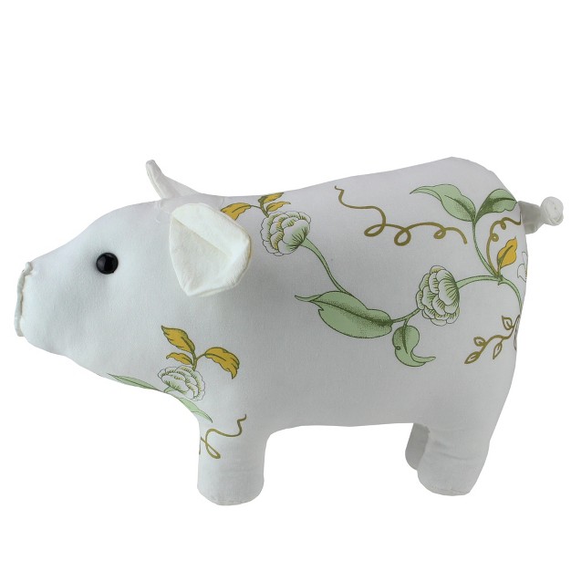 White Soft Green And Yellow Floral Pig Spring Tabletop Decoration