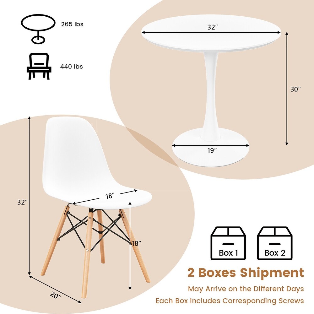 Gymax 3 Piece Dining Kitchen Set Modern Round DiningTable Chairs Set