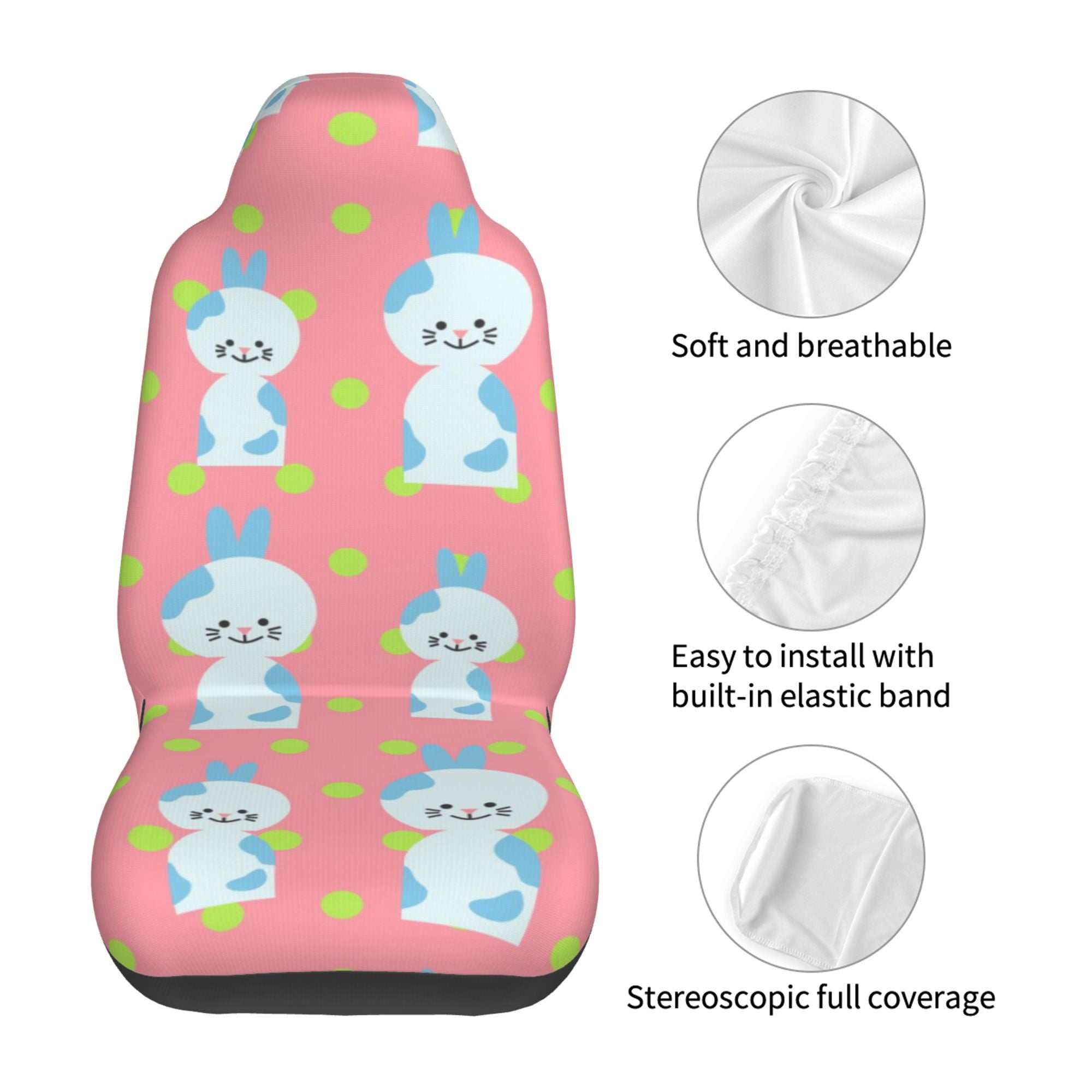 ZICANCN Car Seat Cover Bunny Rabbit Easter Car Front Seat Covers Protectors ， Automotive Seat Covers for Cars Trucks Suv