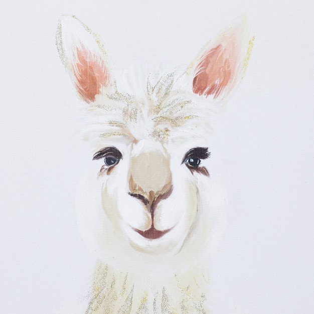 Canvas Llama Framed Wall Art With Brown Frame White Cosmoliving By Cosmopolitan