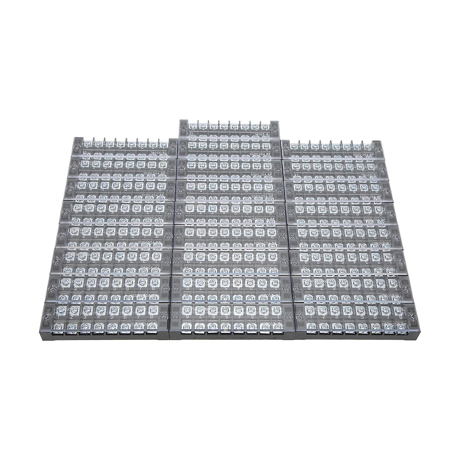 25pcs Tb2508l Terminal Block Set 08 Positions Dual Row Terminal Strip For Distribution Box 25a 600v