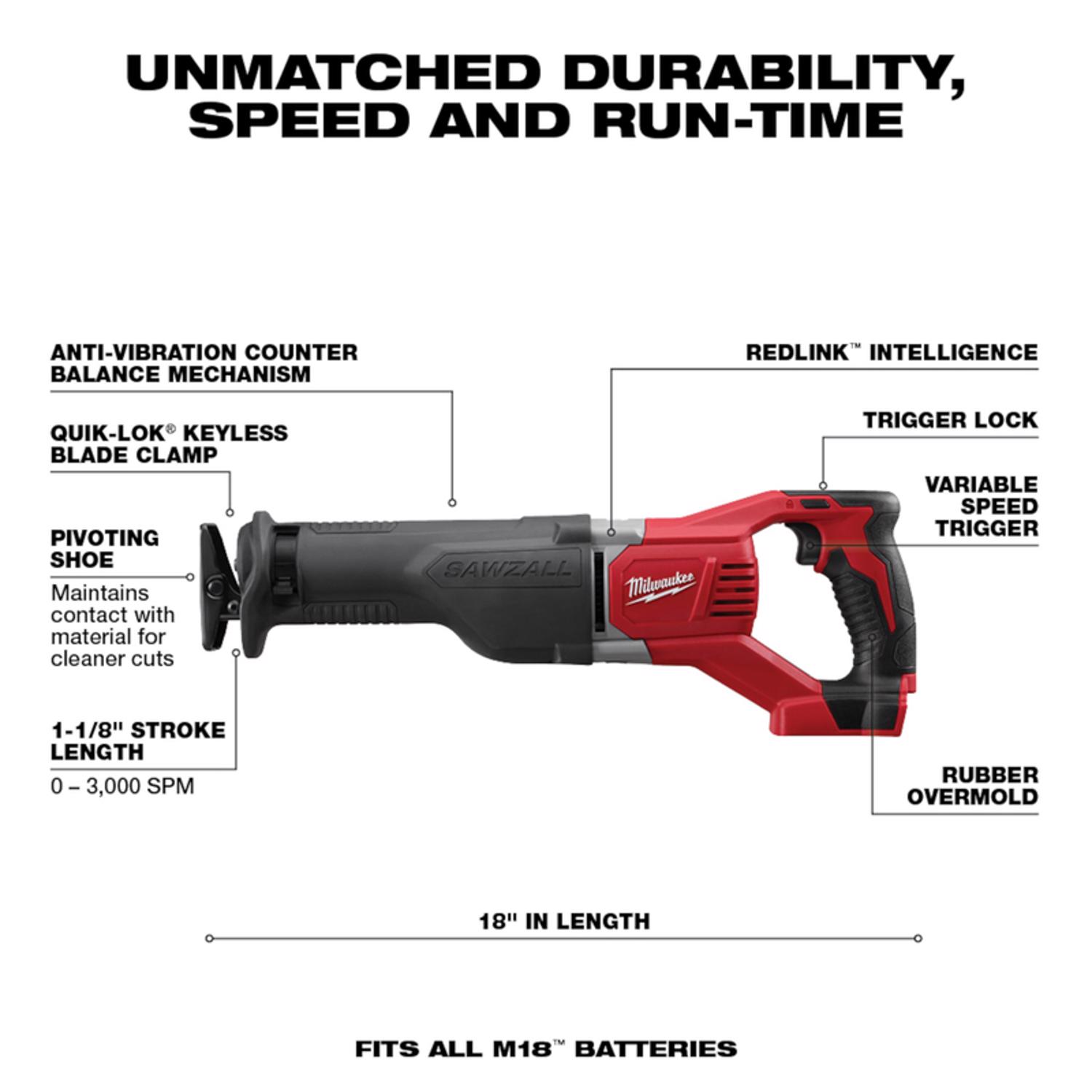 MW M18 18 V Cordless Brushed 4 Tool Combo Kit