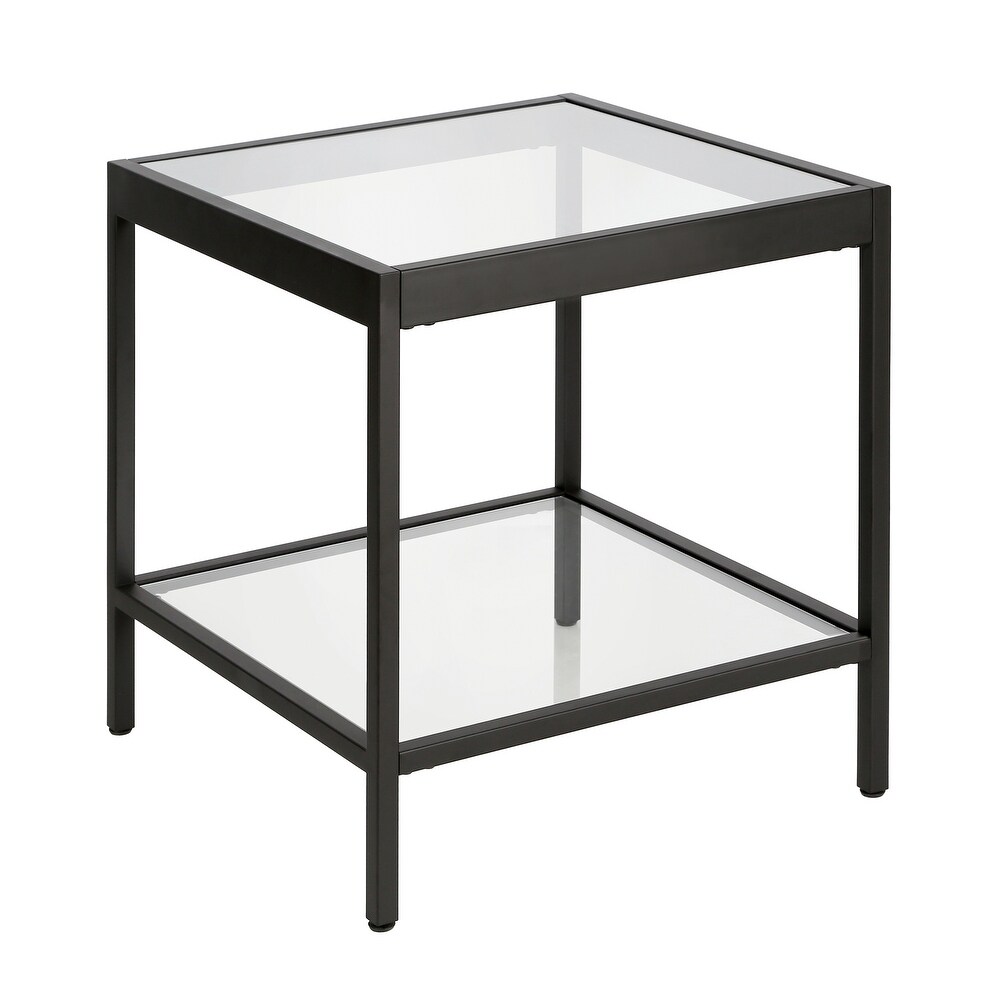 Alexis Modern Metal and Glass Square Side Table