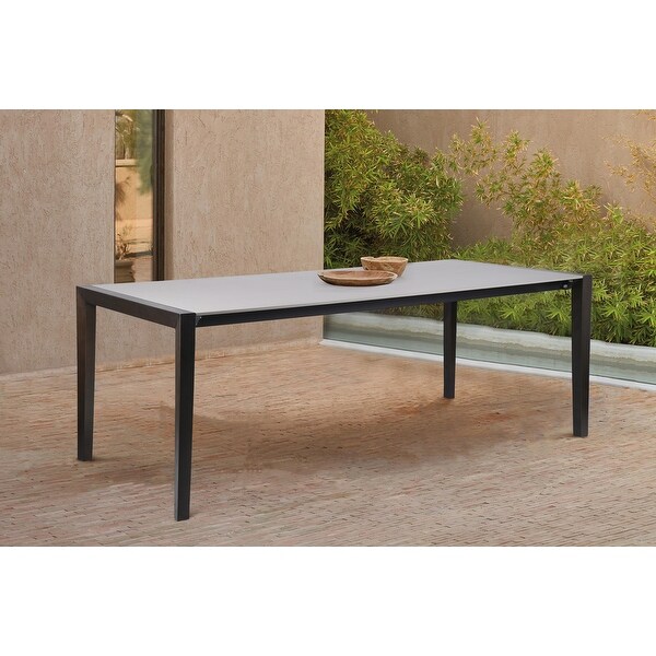 Fineline Modern Super Stone and Eucalyptus Wood Indoor Outdoor Dining Table