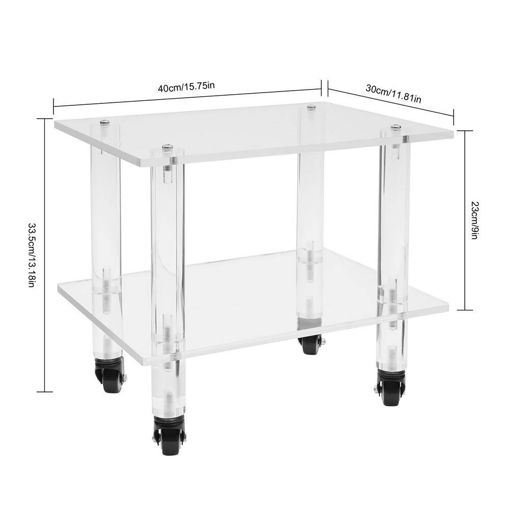 YIYIBYUS 2-Tier Acrylic 4-Wheeled Under Desk Printer Stand in Clear BGQHODV9WDFKH