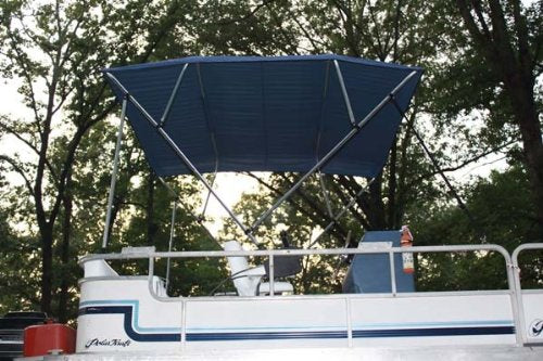 Navy Blue Vortex 4 Bow Bimini Top 10' Long， 73-78