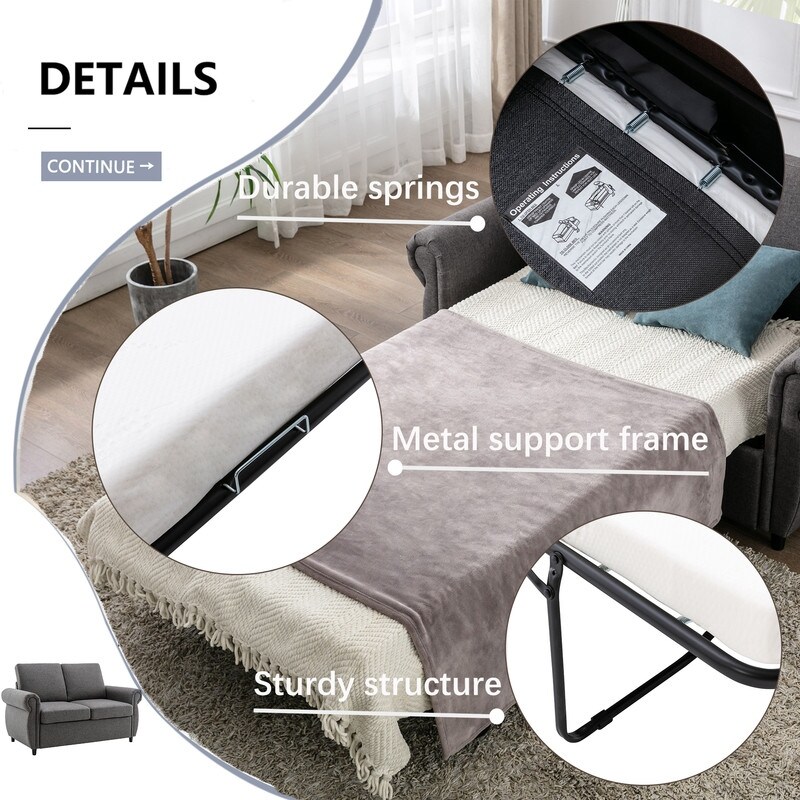 Pull Out Sofa Bed with Twin Size Memory Mattress