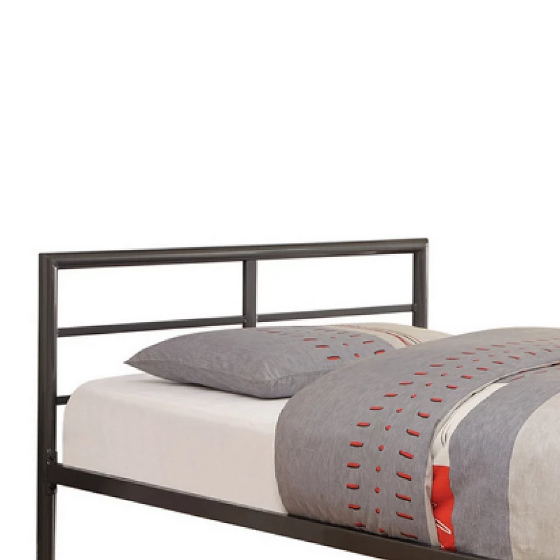 Traditional Styled Twin Size Bed with Sleek Lines， Gray