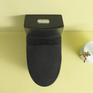 FUNKOL One-Piece 1.11.6 GPF Automatic Dual Flush Elongated Shape Ceramic Toilet in Black LML-T-B01