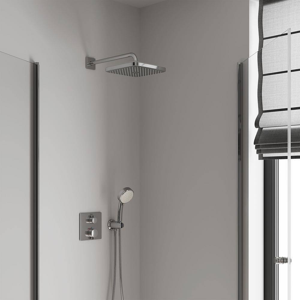 GROHE Tempesta 1-Spray Patterns with 1.75 GPM 10 in. H Cube Wall Mount Rain Fixed Shower Head in StarLight Chrome 26718000