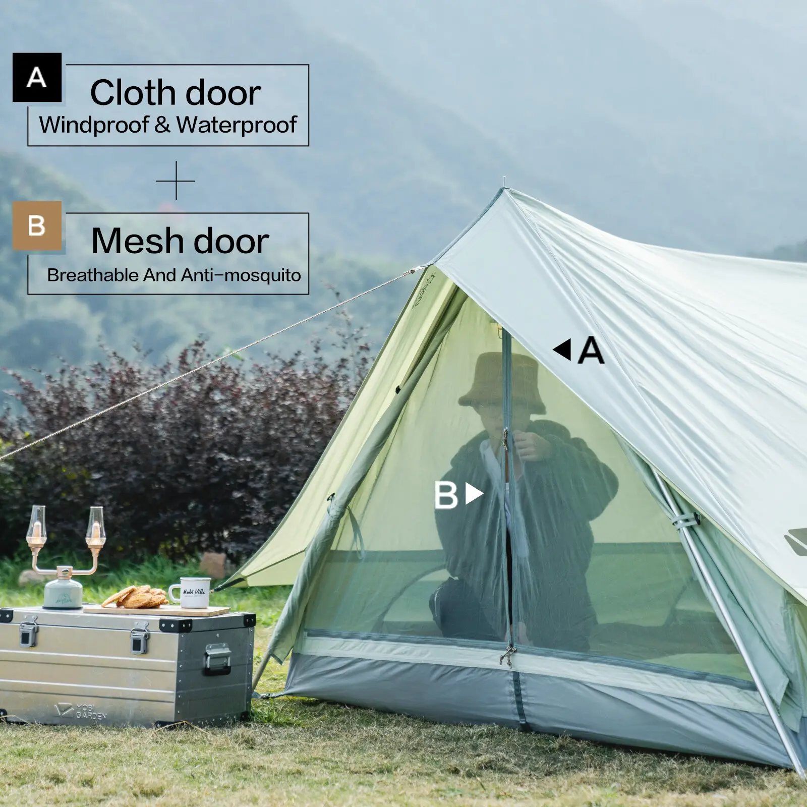 MOBI GARDEN Era150 Glamping Canvas Tent Cotton Family Tent Waterproof Anti UV Outdoor Luxury