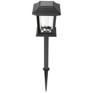 Hampton Bay Solar 15 Lumens Black Outdoor Integrated LED Path Light (4-Pack) WeatherWaterRust Resistant 93192