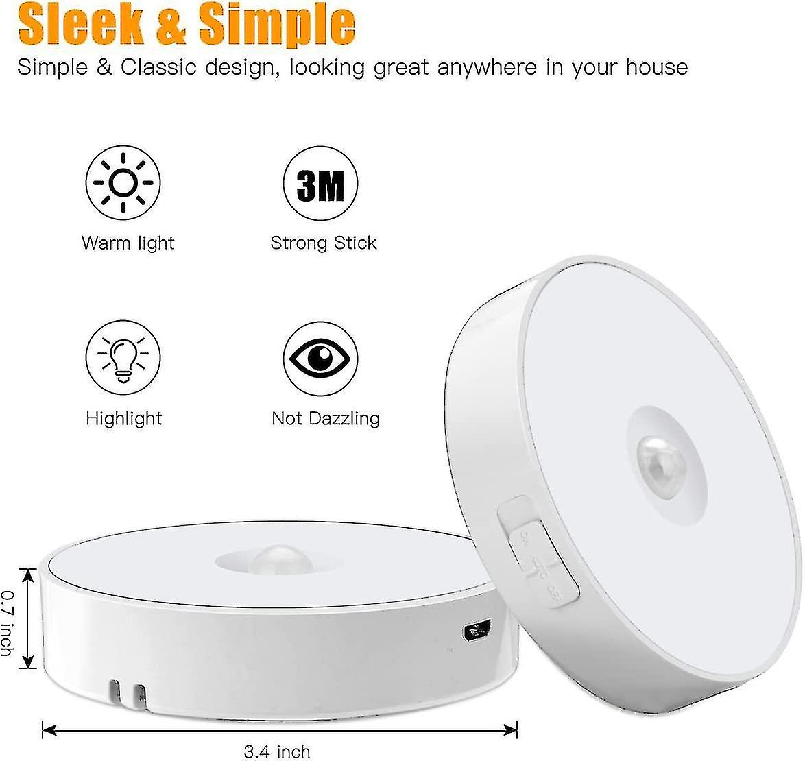 3pc Led Motion Sensor Light，closet/cabinet Light，wireless，rechargeable