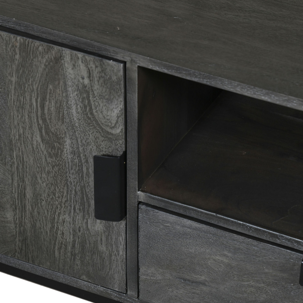 Samuel 69 quotWide Wood Media Console   Industrial   Entertainment Centers And Tv Stands   by Kolibri Decor  Houzz