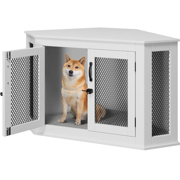 Corner Dog Crate Dog Kennel with Cushion Indoor Dog Crate Cage