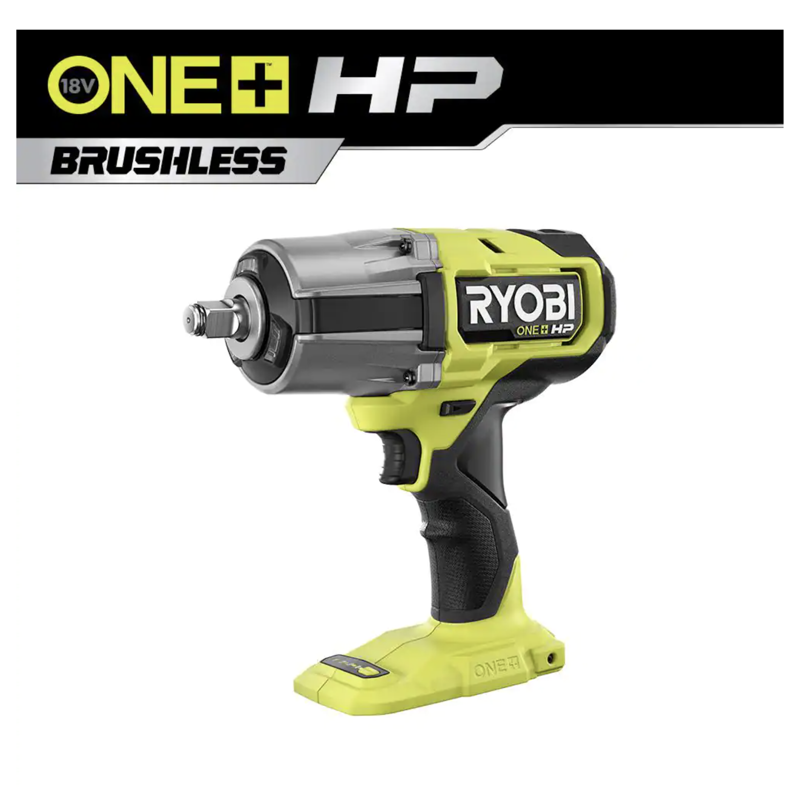 Ryobi One+ HP 18V Brushless Cordless 4-Mode 1/2 in. High Torque Impact Wrench， Tool Only (PBLIW01B)