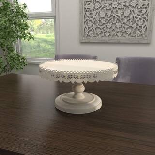 Litton Lane White Decorative Cake Stand with Lace Inspired Edge 50481