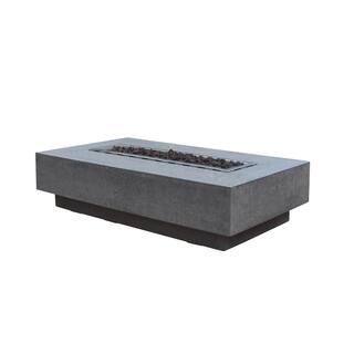 Elementi Hampton 56 in. x 32 in. x 14 in. Rectangle Concrete Propane Fire Pit Table in Light Gray OFG139-LP