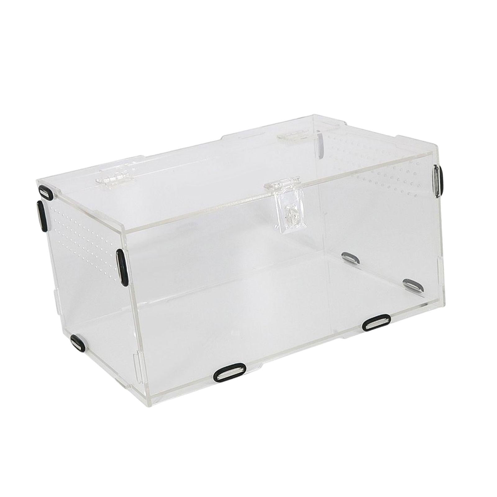 Reptile Breeding Box Carrier Hamster Feeding Cage Habitat Feeding Box Acrylic Transport Reptile Terrarium for Invertebrates Isopods Snake