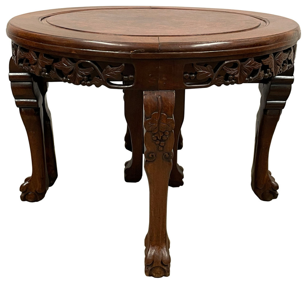 Consigned Antique Chinese Rosewood  Burl Wood Top Coffee Table w/4 Nesting stool   Asian   Coffee Table Sets   by Golden Treasures Antiques and Collectibles Inc  Houzz