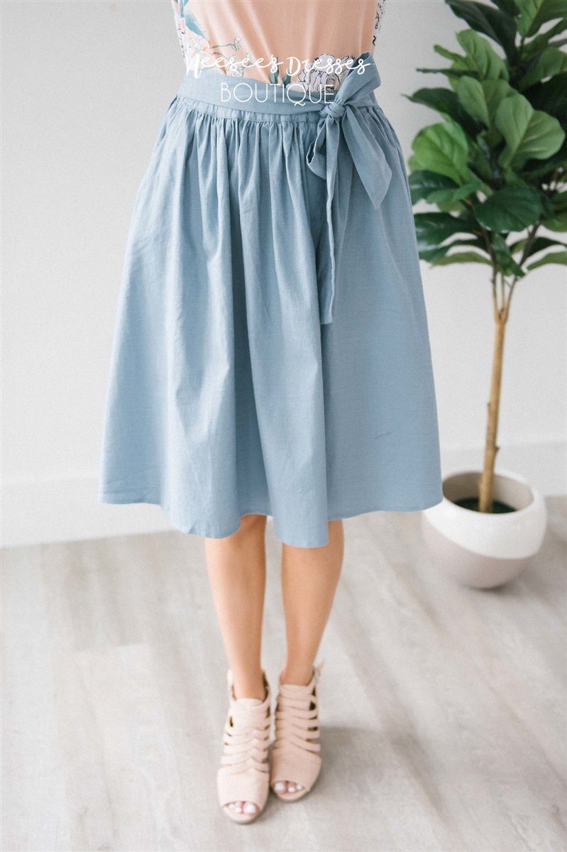 Chambray Tie Waist Skirt