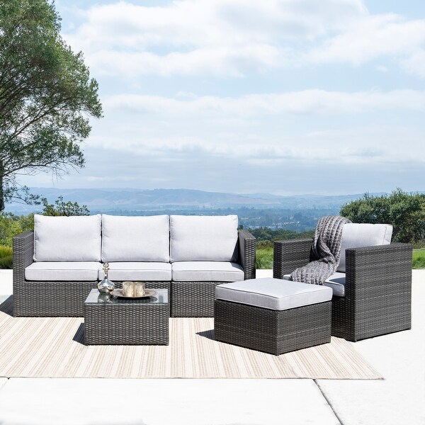 Corvus Trey Outdoor 6piece Aluminum Resin Wicker Sofa Set