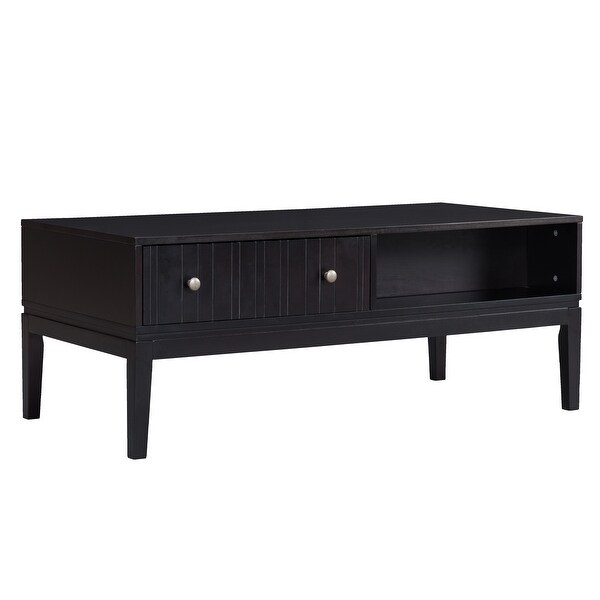 Black Coffee Table with Storage Shelf and 2 Drawers