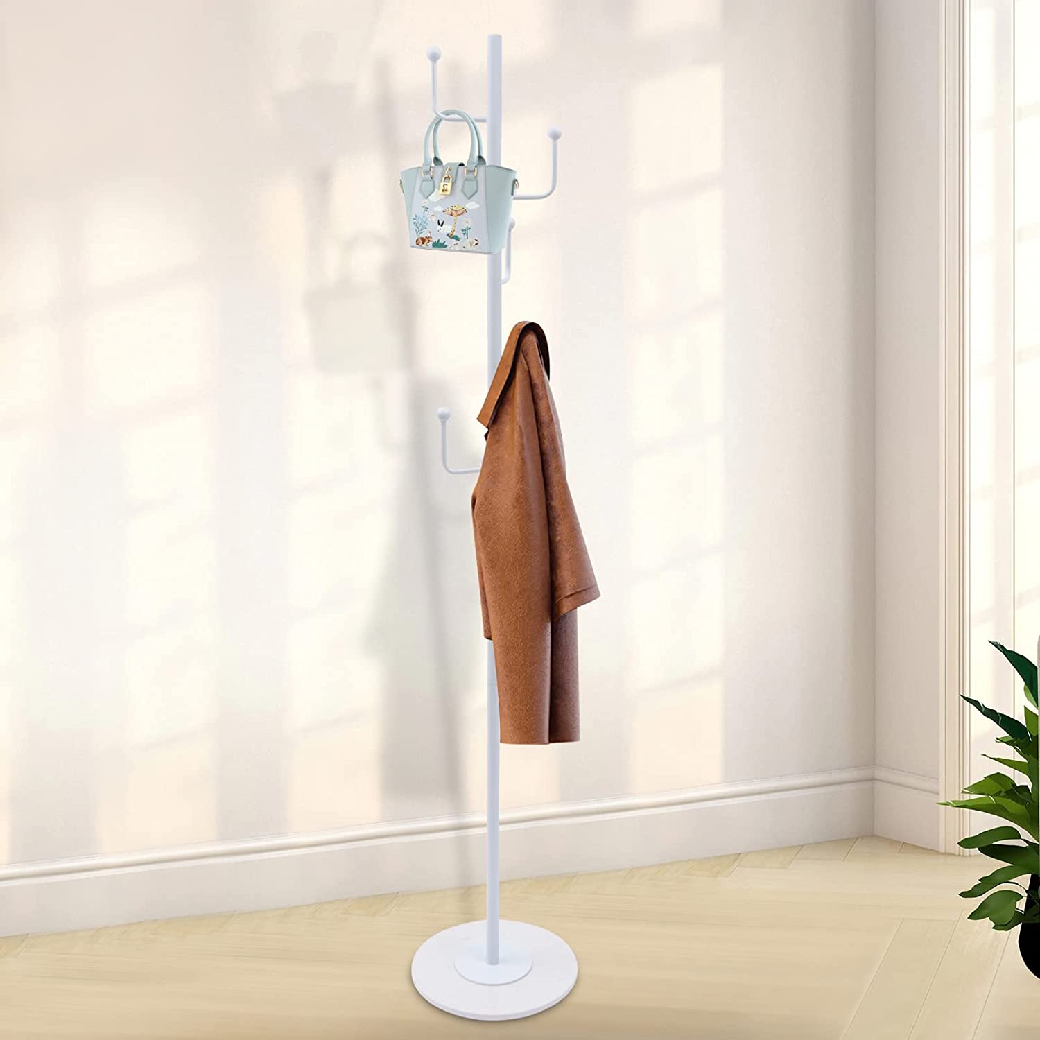 Miumaeov Coat Rack with 6 Hooks Coat Rack Freestanding with 0.55