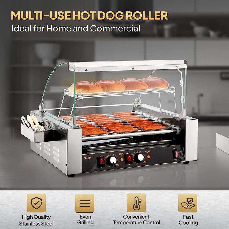 Electric Stainless Steel Hot Dog Grill Cooker Machine