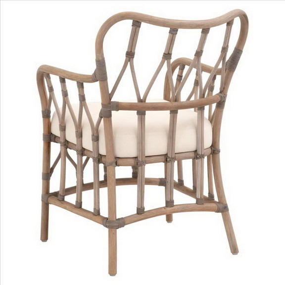 Benjara BM239932 Lattice Design Wooden Arm Chair w...