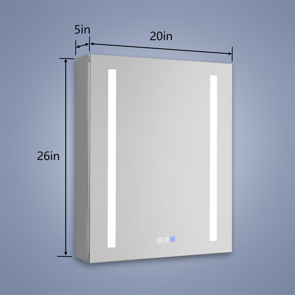 ExBrite 20 x 26 inch Bathroom Medicine Cabinet Recessed or Surface Mount Framed Aluminum