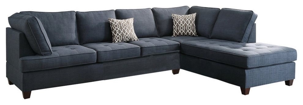 Roda 2 Piece L Shape Sectional Sofa With Reversible Chaise  Blue Fabric   Transitional   Sectional Sofas   by VirVentures  Houzz