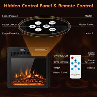 Costway 18'' Electric Fireplace Insert 5100 BTU Freestanding Heater with Remote Control FP10185