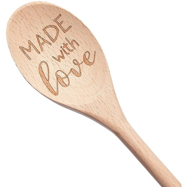 Wooden Serving Spoon Gift Set， Grandmas Kitchen， Made with Love (14 In， 2 Pack)