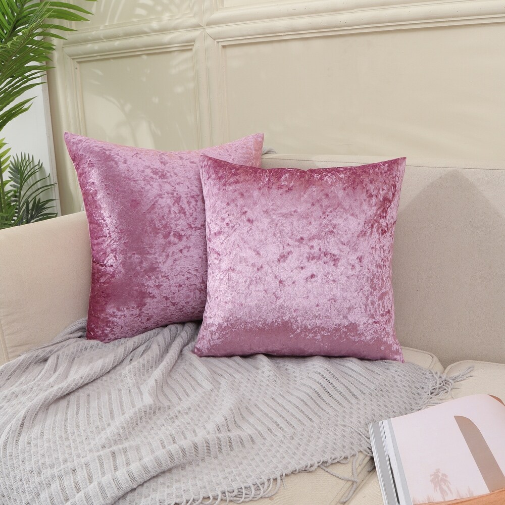 Glow's Avenue Square Velvet Solid Color Throw Pillow Cover Set of 2