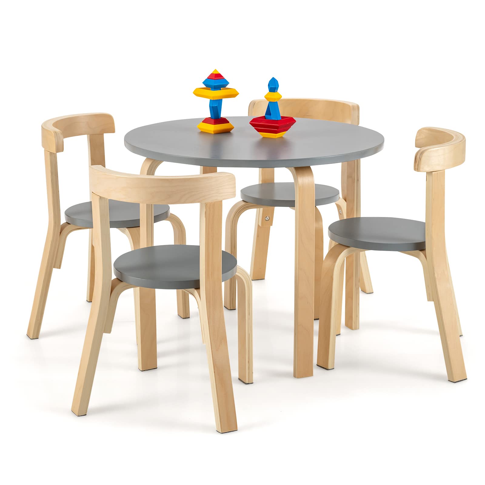 Costzon Kids Table and Chair Set, 5-Piece Wooden Activity Table w/ 4 Chairs