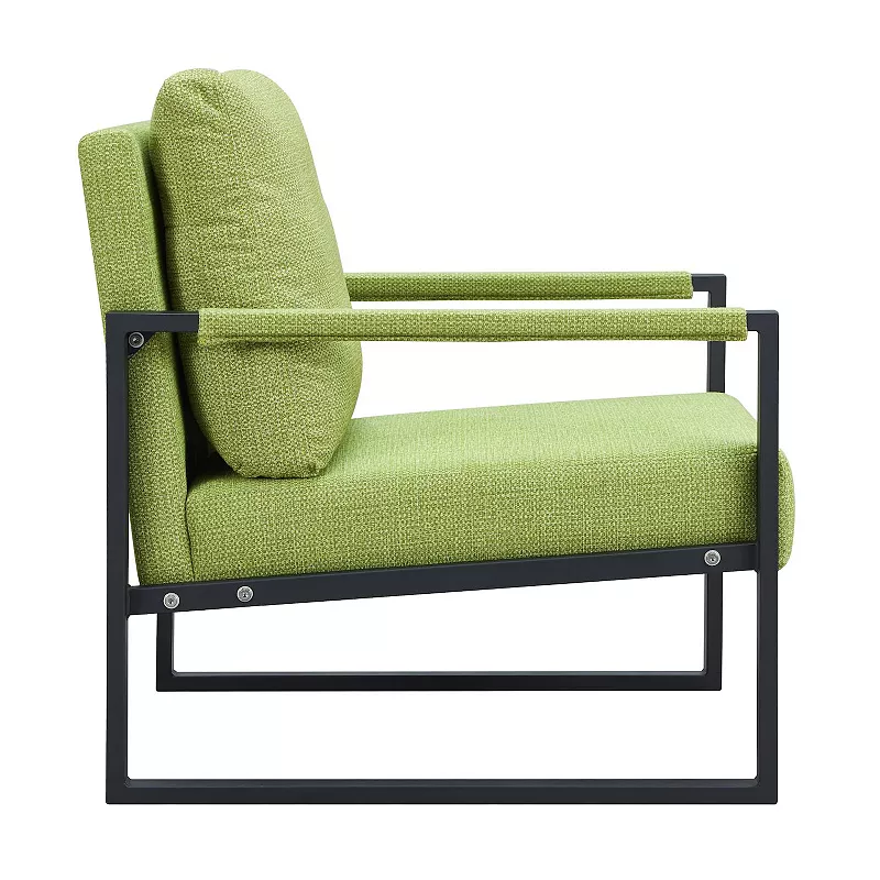 Grass Green Light Fiber Cloth Metal Frame Upholstered Sofa Accent Arm Chair