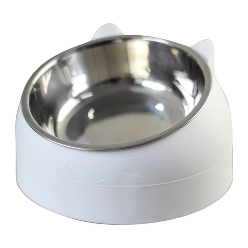 Pet Bowl,2Pcs Cat Bowl Stainless Steel Raised None Slip Elevated Stand Tilted Pet Feeder