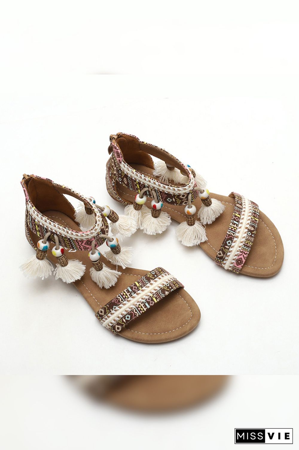 Beach Shoes Boho Tassel Flat Sandals Wholesale