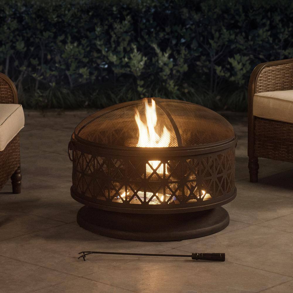 Sunjoy Parker 30 in. Outdoor Round Wood Burning Firepit A301013201