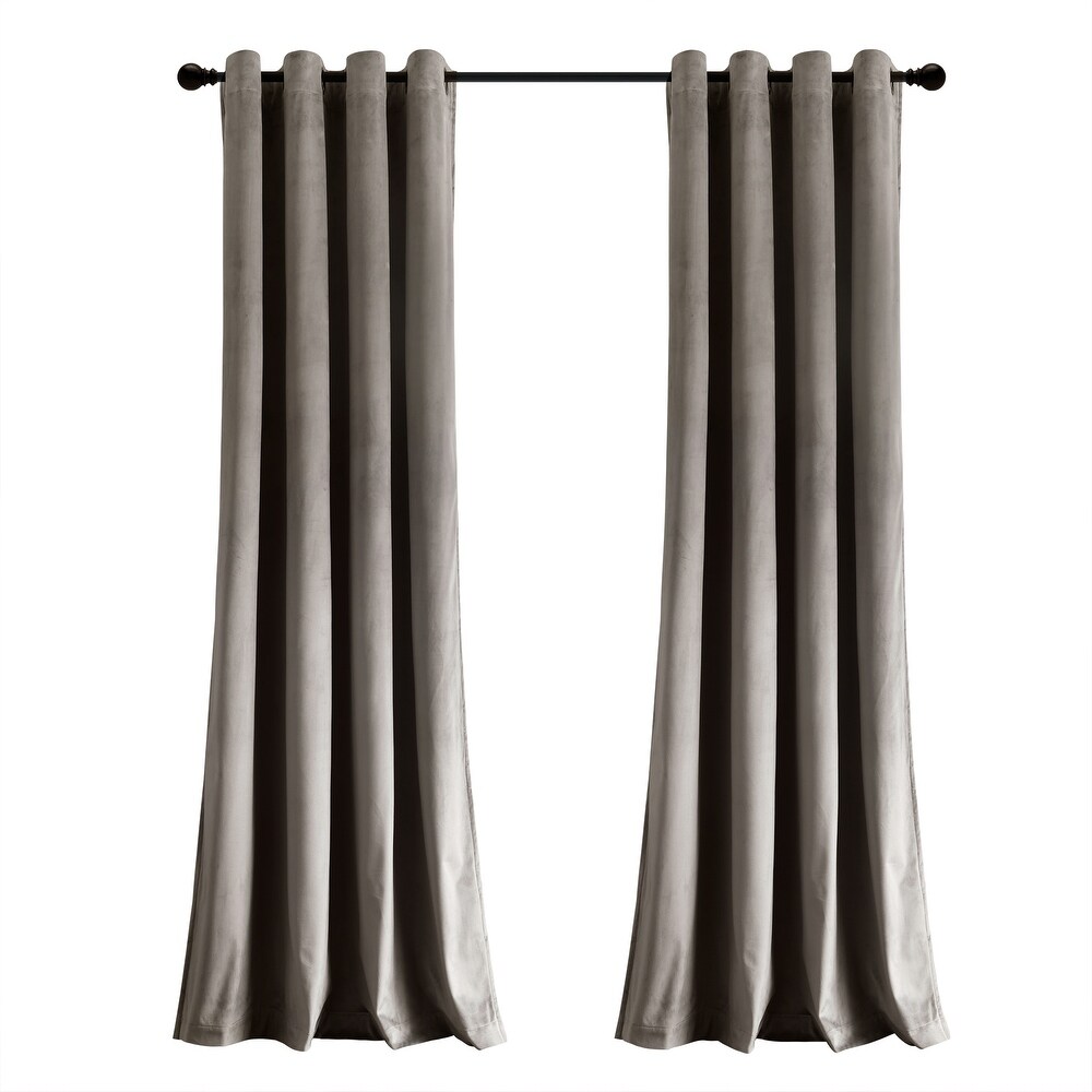 Lush Decor Prima Velvet Solid 100 Percent Lined Blackout Grommet Window Curtain Panel Single