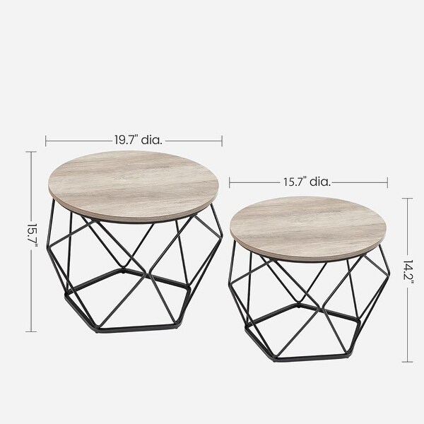 Small Coffee Table Set of 2，Round Coffee Table ，Greige and Black