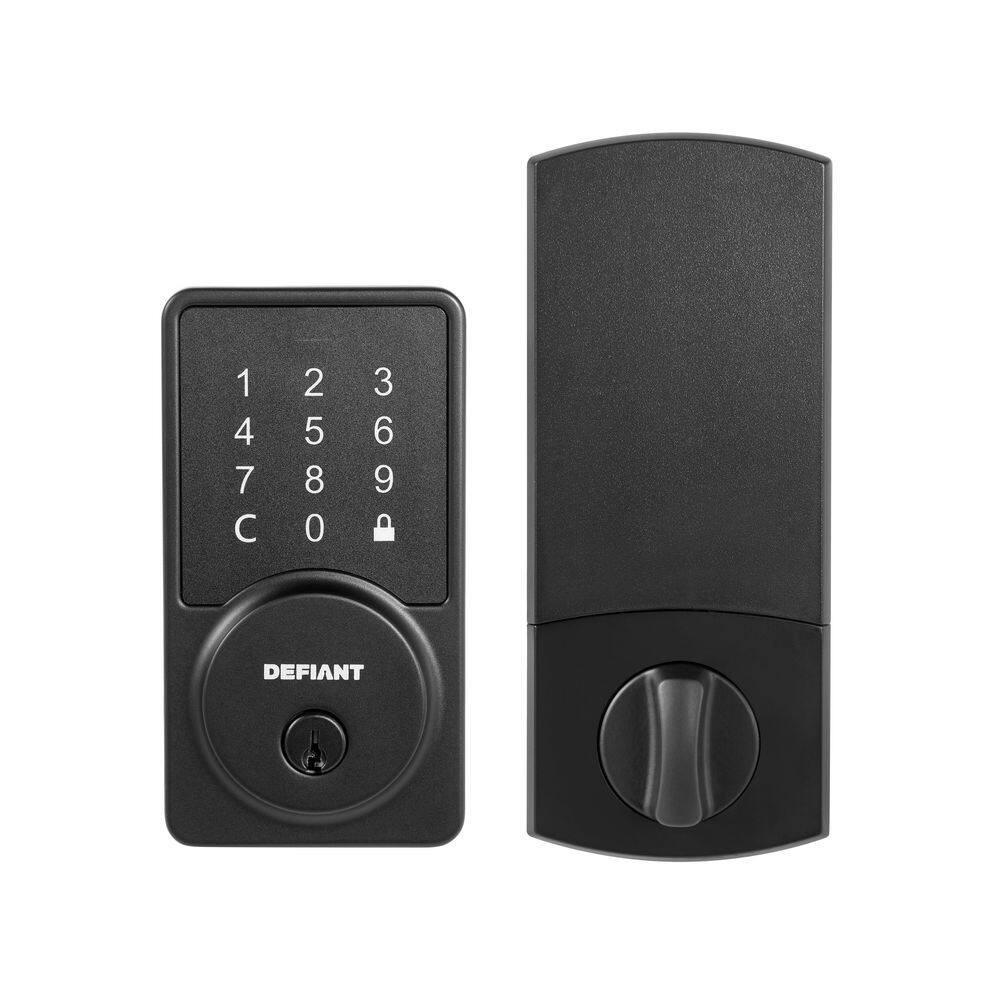 Defiant Square Matte Black Smart Wi-Fi Deadbolt Powered by Hubspace HSGC9X9D01AJ