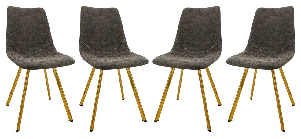 Leisuremod Markley Modern Leather Dining Chair With Gold Legs Set Of 4 Mcg18Gr4   Contemporary   Dining Chairs   by GwG Outlet  Houzz