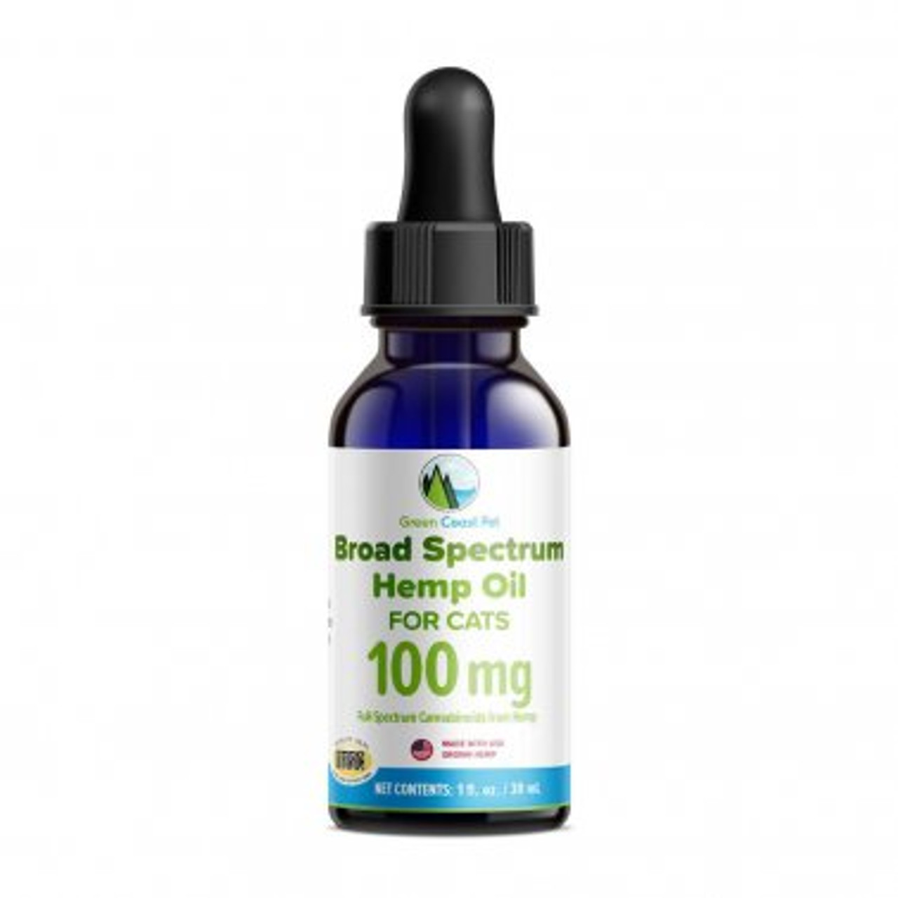 Green Coast Pet 100mg Broad Spectrum CBD Oil for Cat， 1 oz