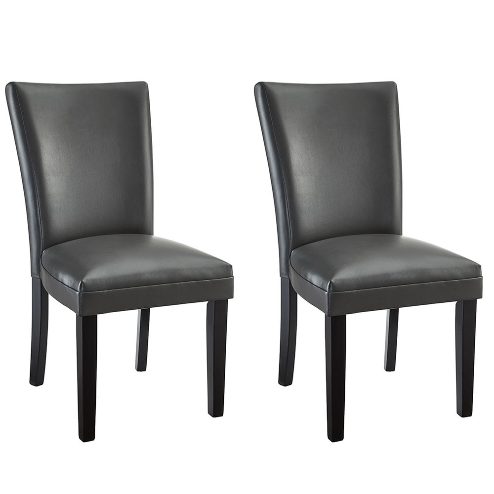 Vintage Leather Upholstered Dining Chair with Wood Frame   Comfy Padded Seats (Set of 2)