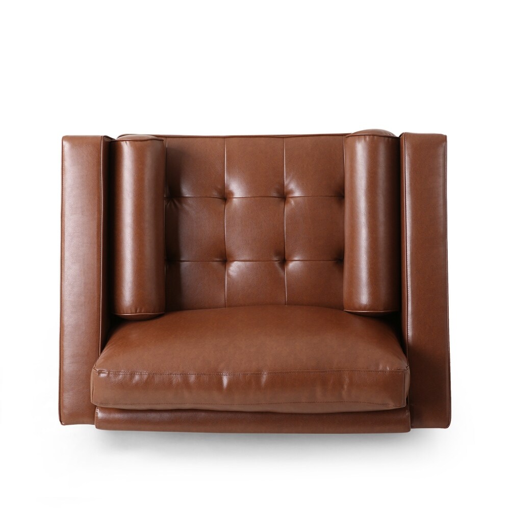 Malinta Contemporary Faux Leather Tufted Club Chair by Christopher Knight Home