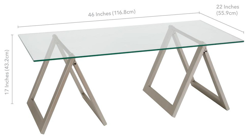 Modara 46  x27 x27Wide Rectangular Coffee Table in Satin Nickel   Contemporary   Coffee Tables   by BisonOffice  Houzz