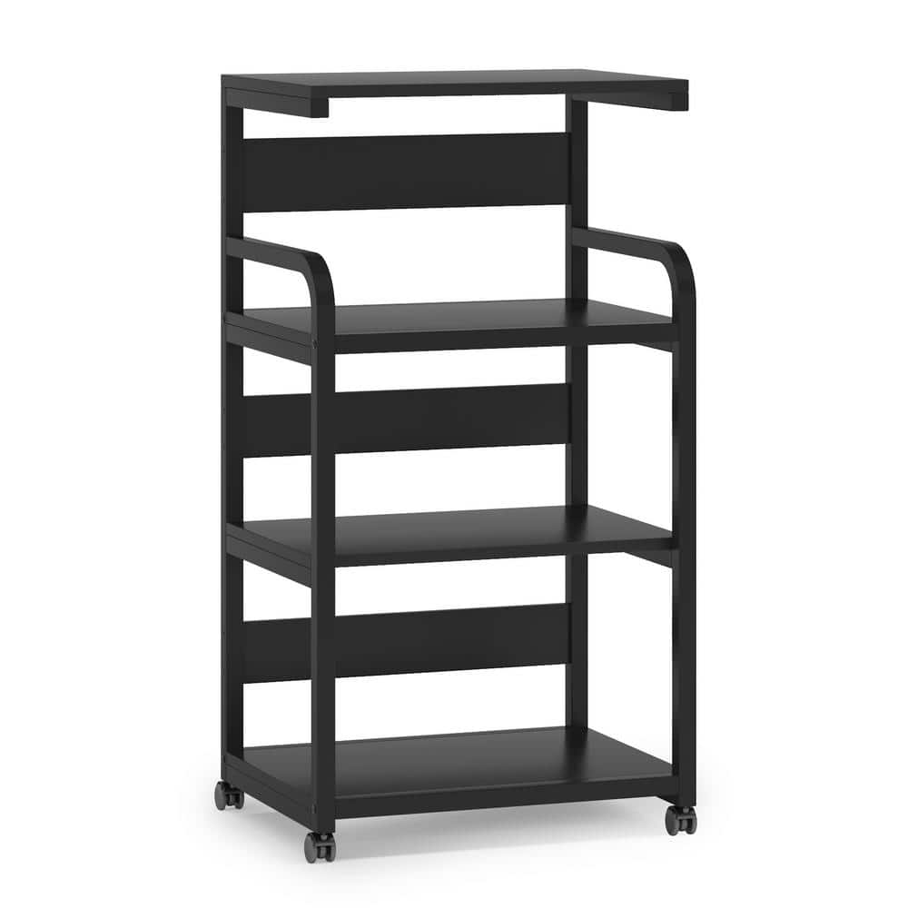 BYBLIGHT Atencio Black Mobile Printer Stand with 4 Storage Shelves Large Modern Printer Cart Desk Machine Stand Storage Rack BB-CJ102XF